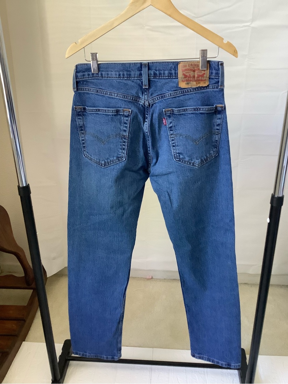 Levi's 505 Regular Fit Straight Leg Jeans 30x32 - Classic Navy - Picture 3 of 8